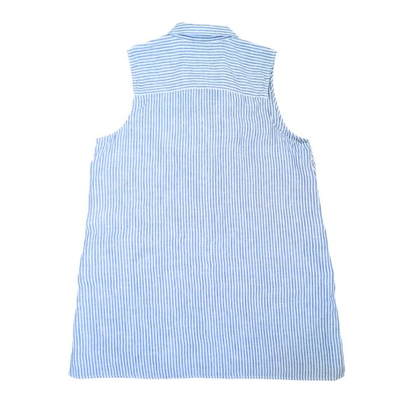 J.Jill Love Linen Blue Striped Sleeveless Button-Front Tunic Top – Size S - Picture 2 of 9